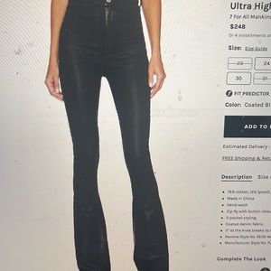 Seven ultra high rise skinny boot black shine pant size 29